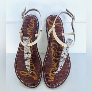 Sam Edelman Gigi Thong Sandal White/Black Snake Print 8.5